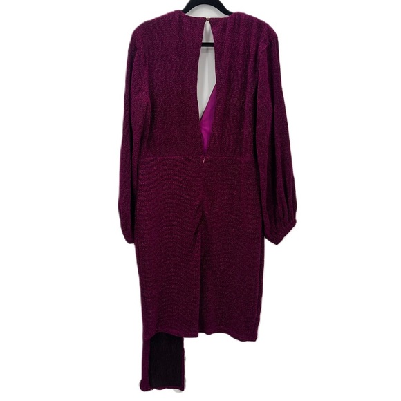 Club London Glitter Plunge Neck Drape Mini Dress Metallic Purple ASOS Bodycon - Picture 8 of 14